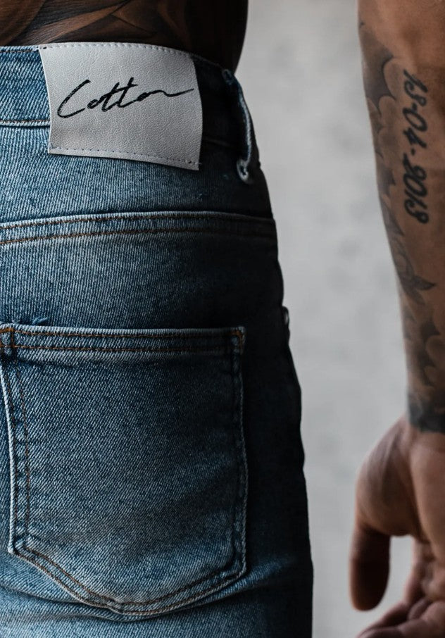 Cotton District TAPERED FIT JEANS  MID BLUE