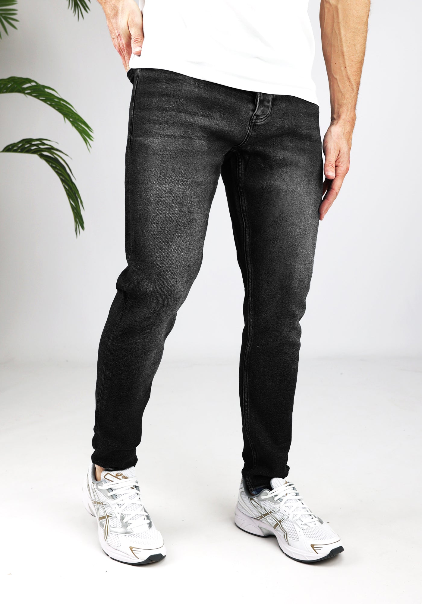 Cotton District TAPERED FIT JEANS  WASHED BLACK