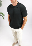 Cotton District TOGGLE POLO T-Shirts BLACK