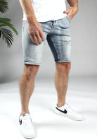 Cotton District TRENCH DENIM SHORTS  WASHED BLUE