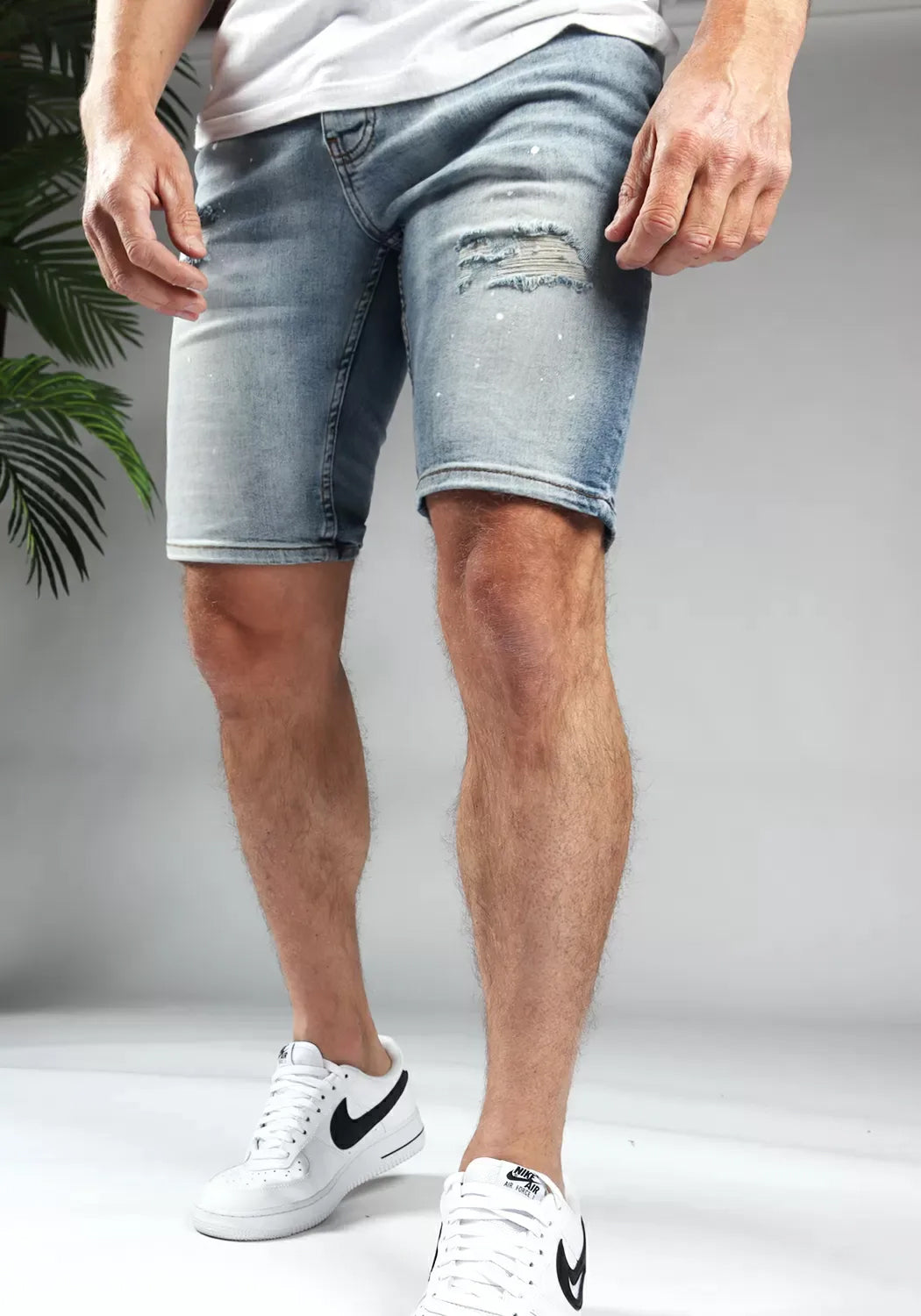 Cotton District TRENCH DENIM SHORTS  WASHED BLUE