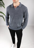 Cotton District V-NECK SWEATER  NAVY