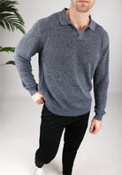 Cotton District V-NECK SWEATER  NAVY