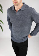 Cotton District V-NECK SWEATER  NAVY