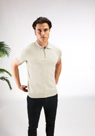 Cotton District ZIP POLO T-Shirts BEIGE