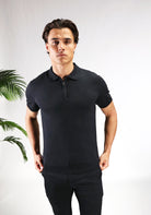 Cotton District ZIP POLO T-Shirts BLACK
