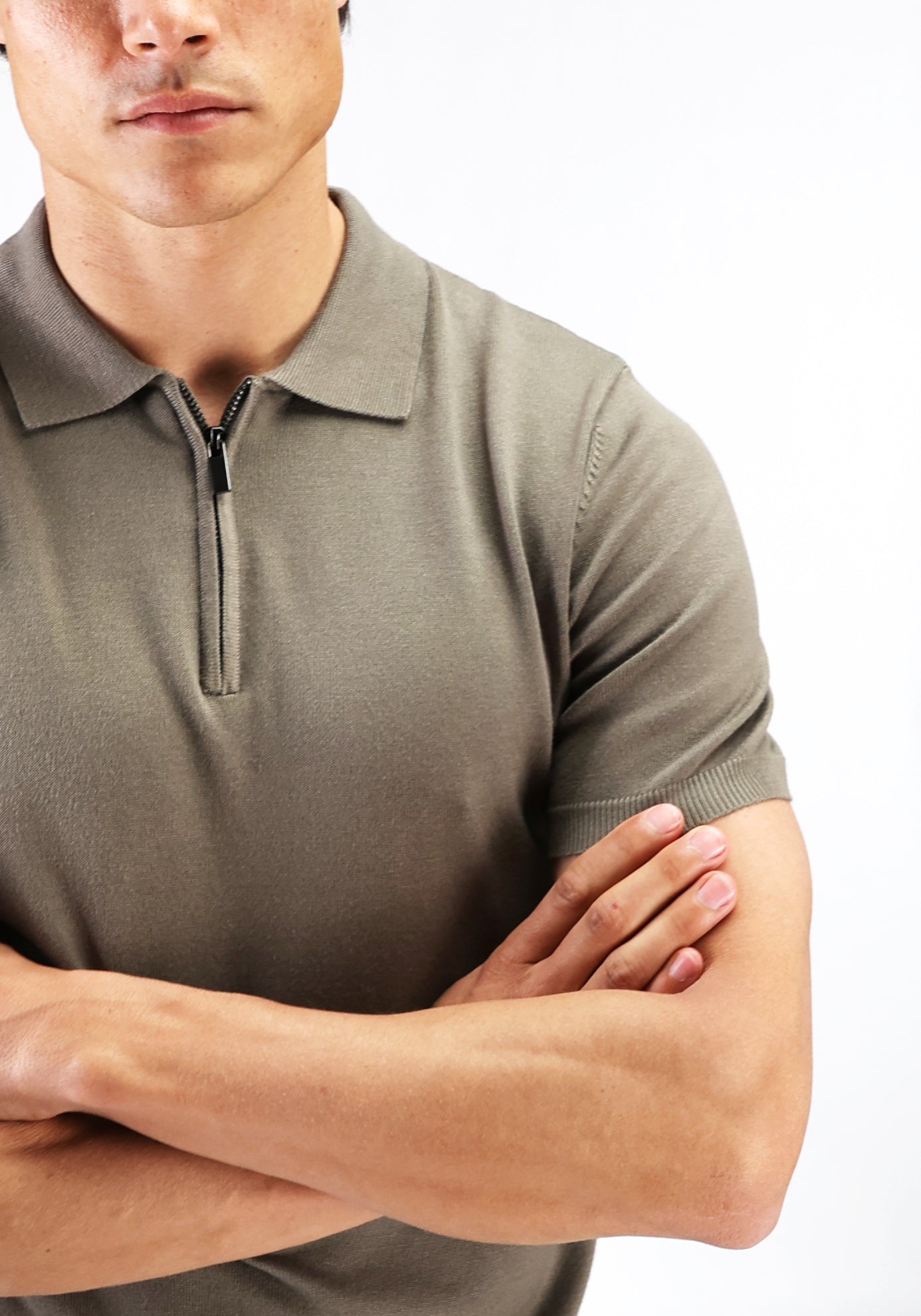 Cotton District ZIP POLO T-Shirts GREEN