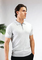 Cotton District ZIP POLO T-Shirts GREY