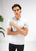 Cotton District ZIP POLO T-Shirts GREY