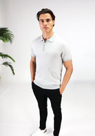 Cotton District ZIP POLO T-Shirts GREY