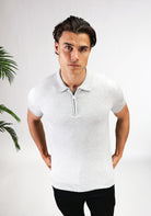 Cotton District ZIP POLO T-Shirts GREY