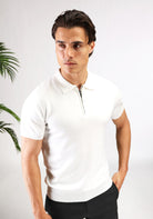 Cotton District ZIP POLO T-Shirts WHITE