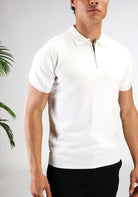 Cotton District ZIP POLO T-Shirts WHITE