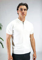Cotton District ZIP POLO T-Shirts WHITE