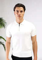 Cotton District ZIP POLO T-Shirts WHITE