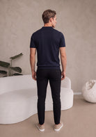 Cotton District ZIP POLO T-Shirts NAVY