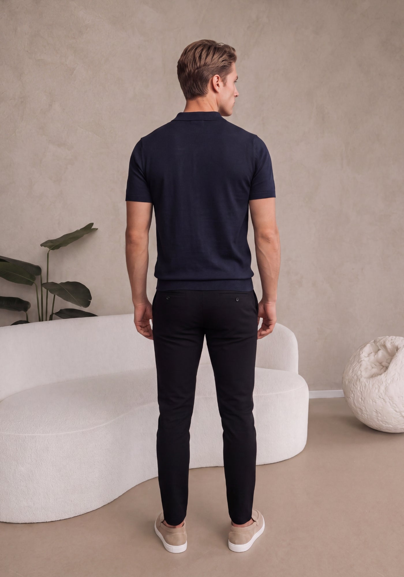 Cotton District ZIP POLO T-Shirts NAVY