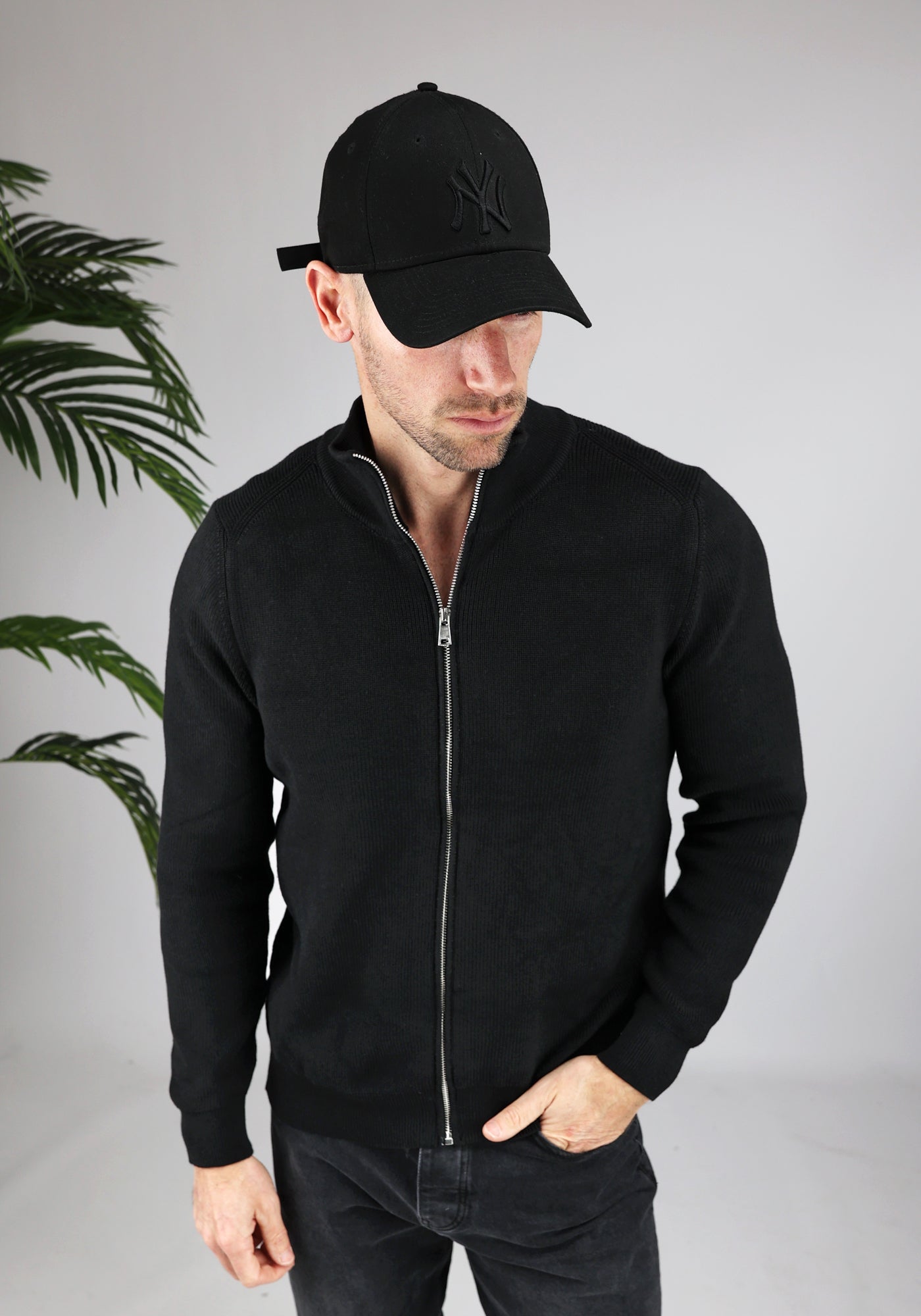 Cotton District ZIP VEST  BLACK